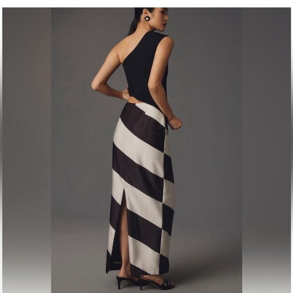 Anthropologie Maeve Column Maxi Skirt Black Striped Size XS NWT - Picture 4 of 5